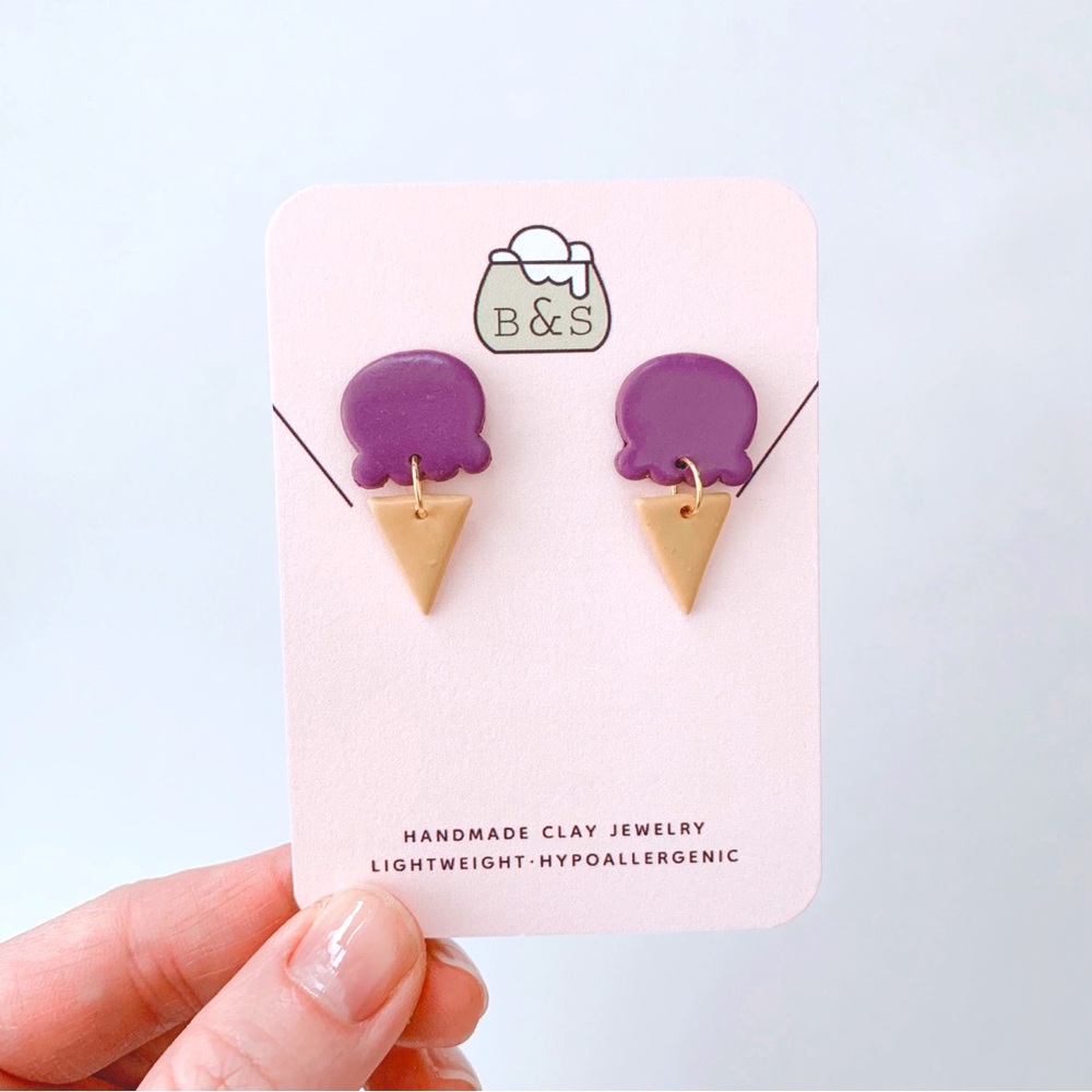 🍧Berry Ice-Cream Cone Clay Earrings Hypoallergenic